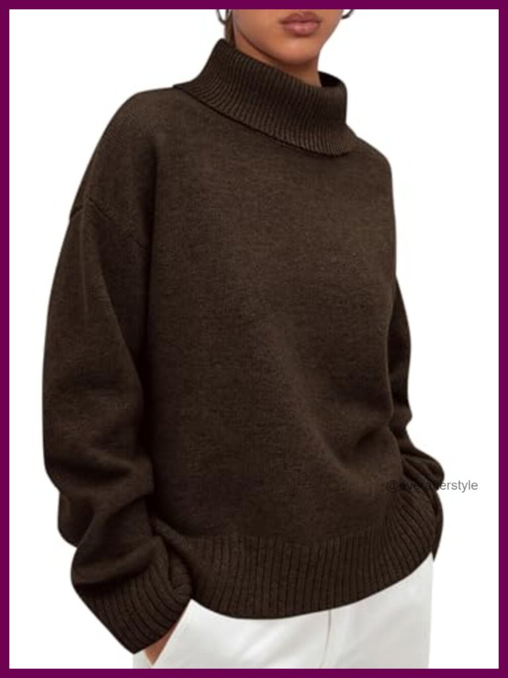 Womens Turtleneck Long Sleeve Knit Sweater